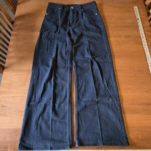 Womens H&M Divided Black Wide Leg Straight Jean